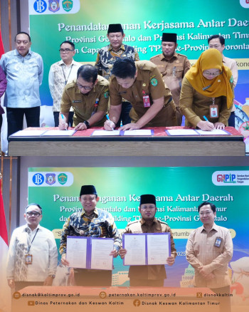 Pemprov Kaltim dan Pemprov Gorontalo Tanda TanganI Kerja Sama Pengembangan Sektor Peternakan dan Kesehatan Hewan